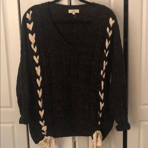 Entro Charcoal Sweater with Braiding Detail